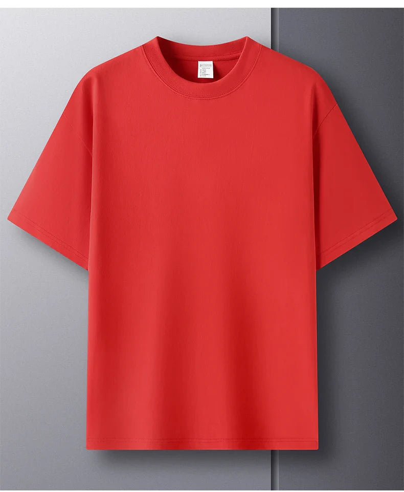 100% pure cotton summer high-end brand men's short sleeve round neck fashionable style half sleeved top breathable T-shirt
