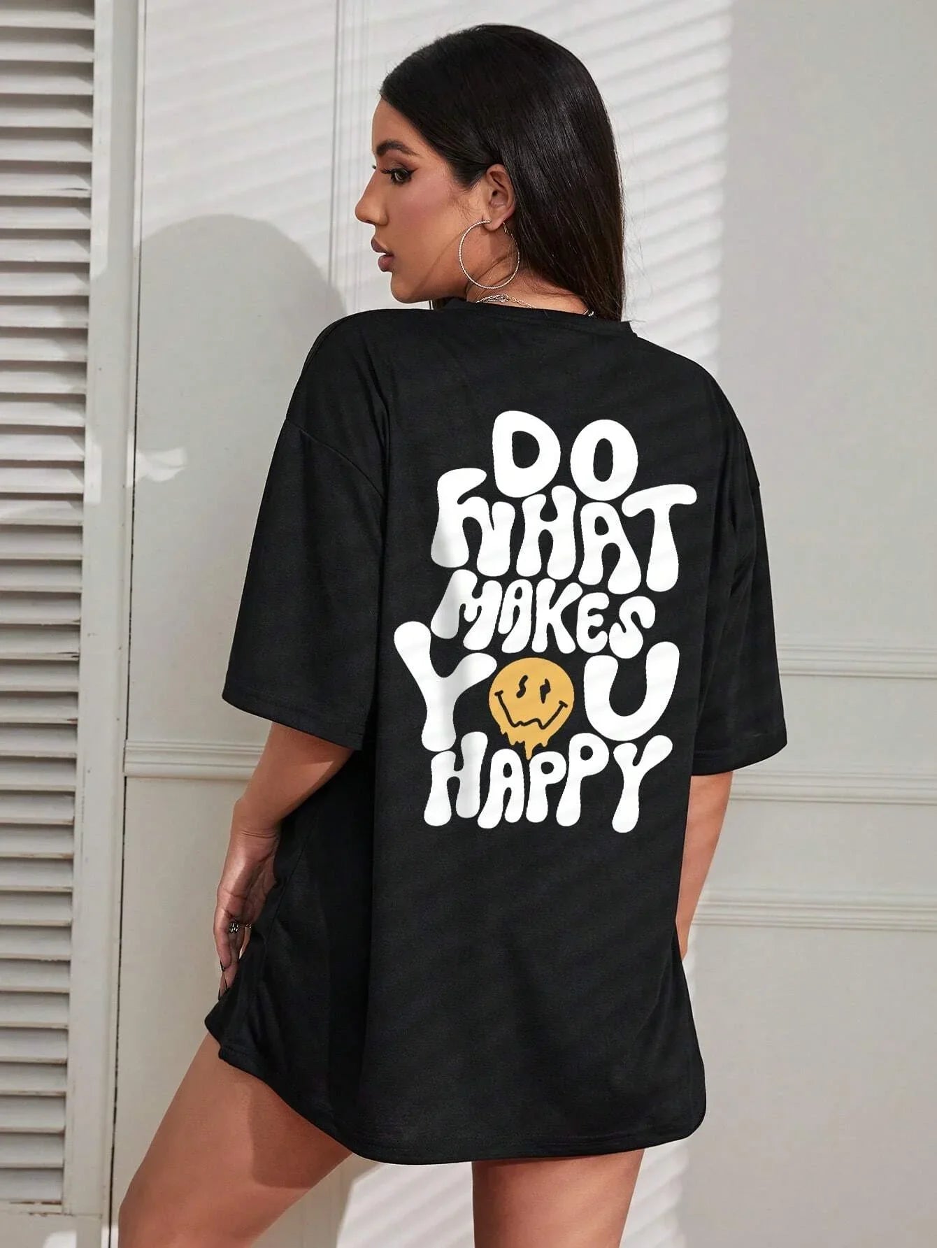 Do What Makes You Happy Oversized T-Shirt, Red Cotton Streetwear Tee