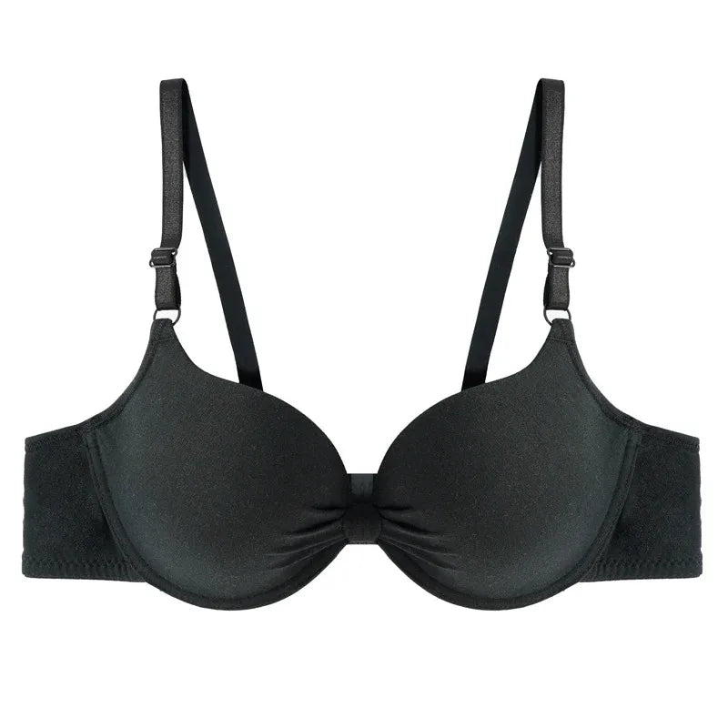 Bras Sexy Women Cotton Gathered Bra Deep V Underwire Ladied Brassiere Push Up Lingerie Solid Bras Backless Intimate Underwear