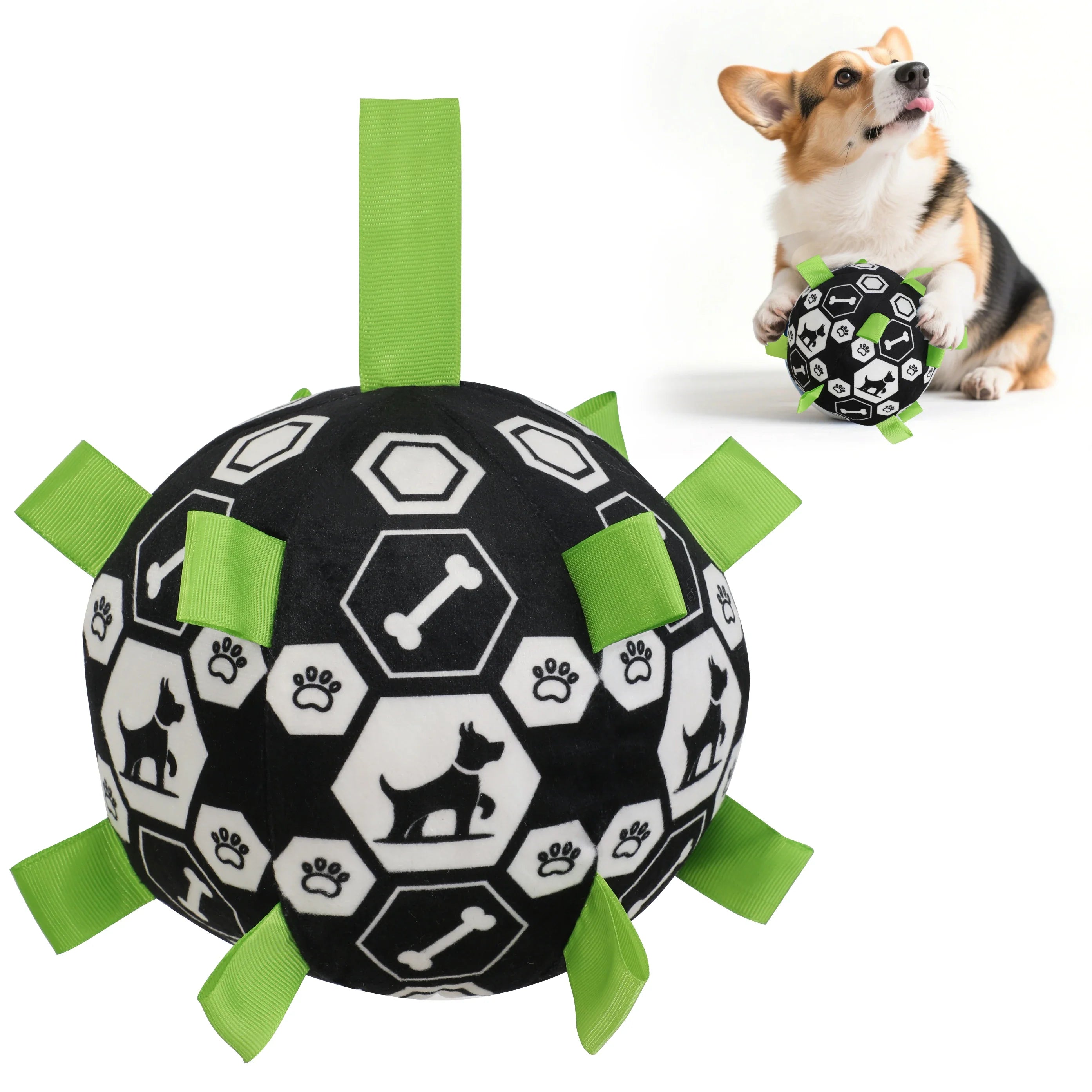 Interactive Dog Bell Ball Toy – Soft Fleece Training & Play Football