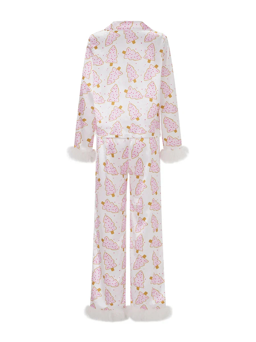 Women's Christmas Pajamas Set V-Neck Top with Pants 2-Piece