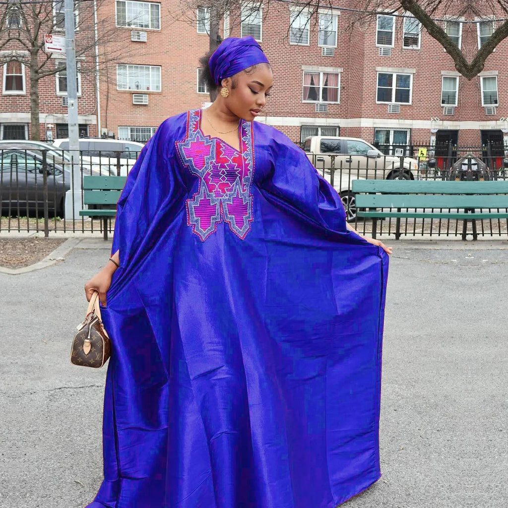 African Dresses For Women Luxury Boubou Material Rich Embroidery Design
