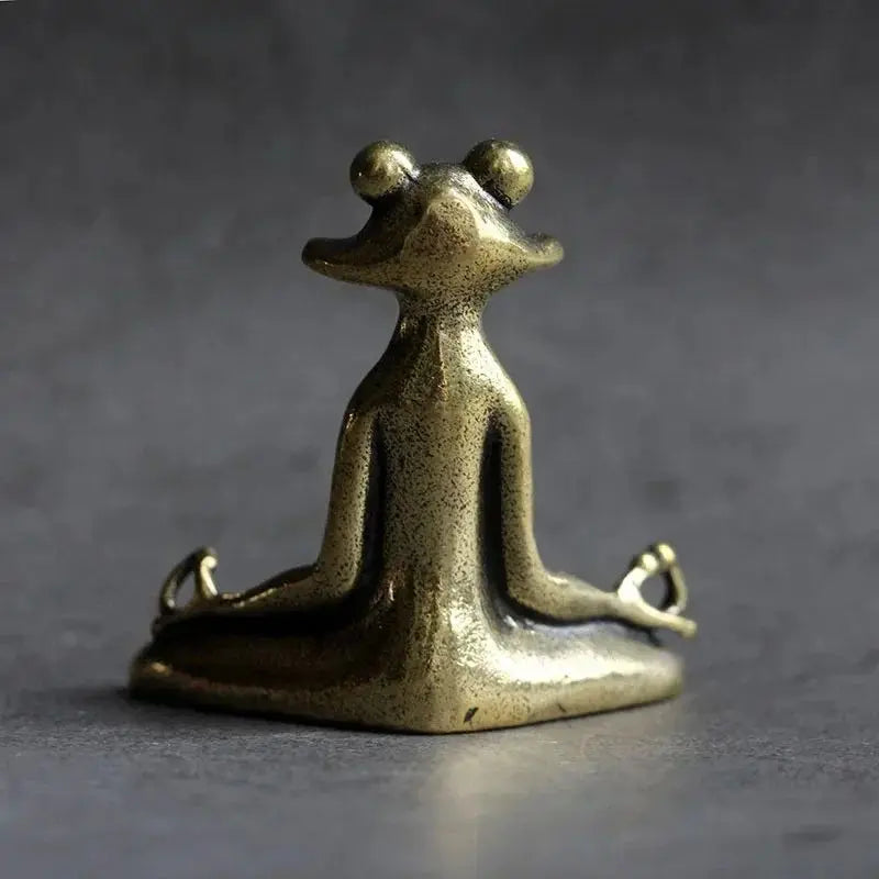 Mini Zen Frog Figurine – Solid Brass Meditation Frog Incense Holder