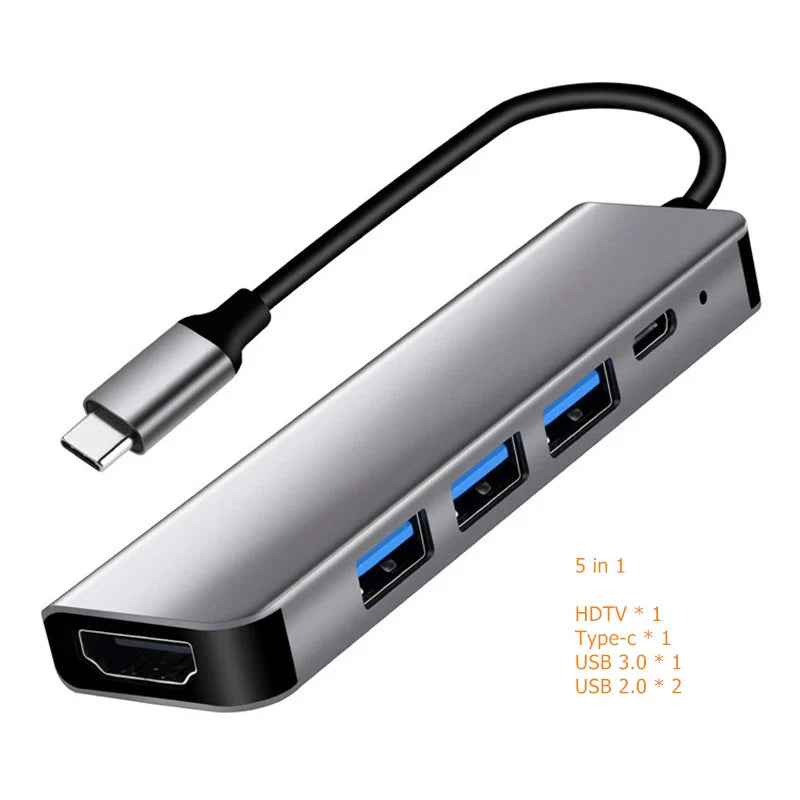 USB C Hub to 4K HDMI-Compatible USB 3.0 2.0 Type C PD Charging Dock for MacBook iPad Samsung S10 Dex TV Mouse Keyboard U Disk