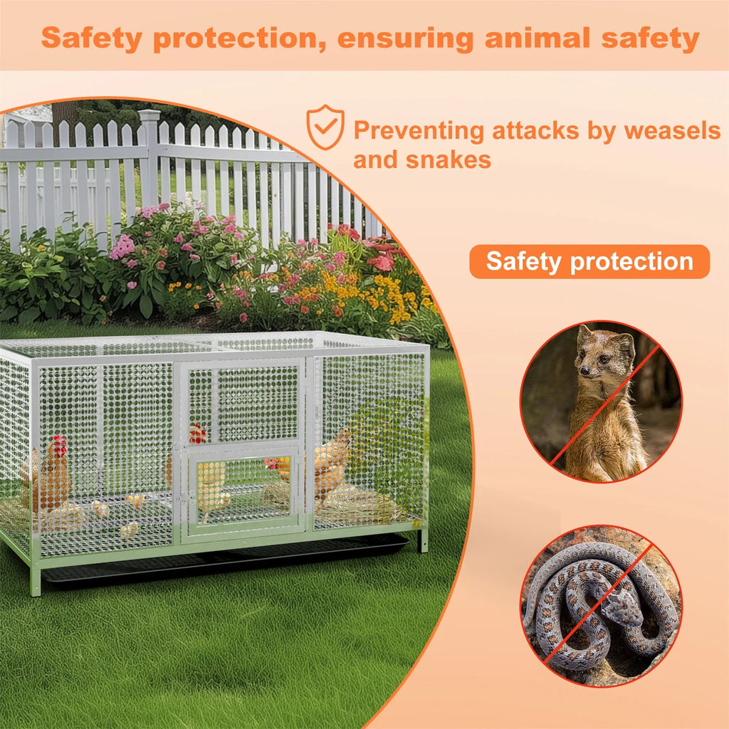 BingoPaw Stainless Steel Chicken Coop for Backyard and Farm Poultry Cage Hen House with Cover and Feeding Door