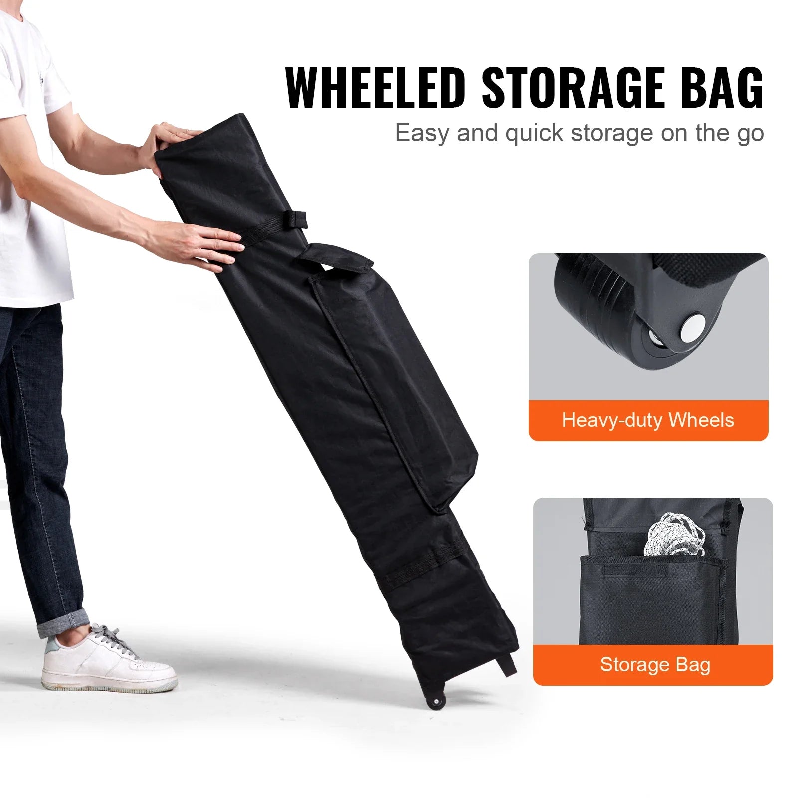 VEVOR Pop Up Canopy Tent 250D PU Silver Coated Tarp with Portable Roller Bag and 4 Sandbags Waterproof and Sun Shelter Gazebo