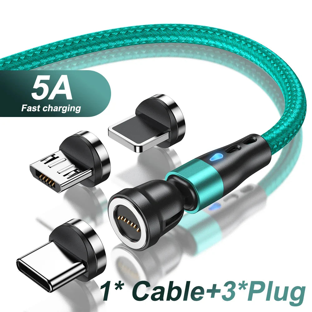 AUFU 5A Magnetic Type C Cable For Samsung S21 Huawei P30 Magnet Fast Charging Charger Wire for iPhone Xiaomi Micro USB Data Cord