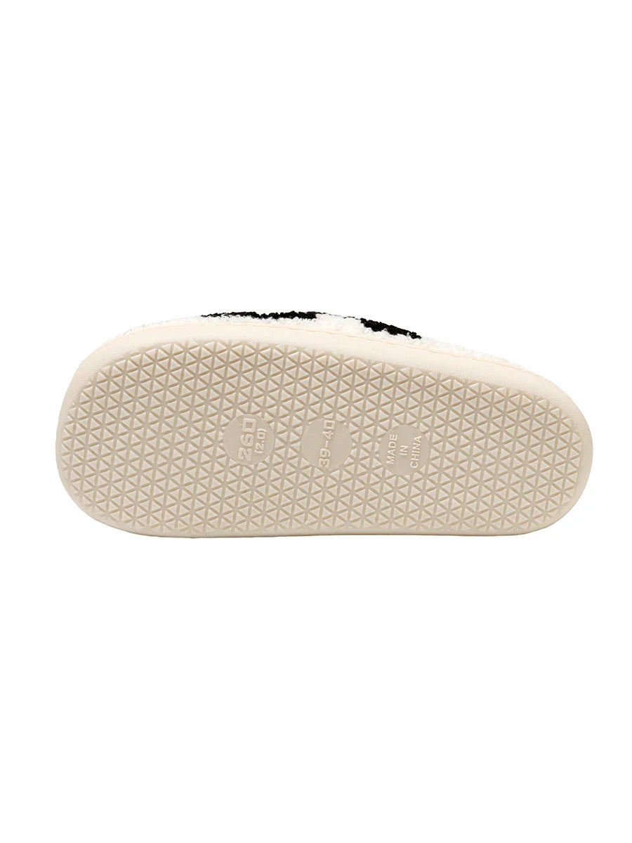 New Fuzzy Slippers Fashion Checker Indoor Embroidery Houseshoes Cozy Woman Winter Fluffy House Retro Checkered Print Shoes