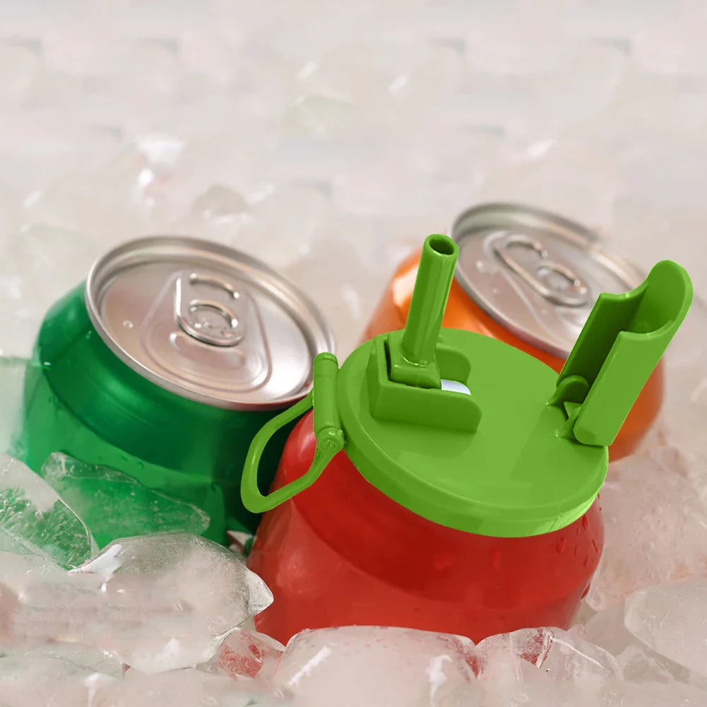 Colorful Soda Covers Reusable Silicone Soda Lids with Straws Bpa-free Covers for Standard Beverage Cans Jar Lid for Picnics