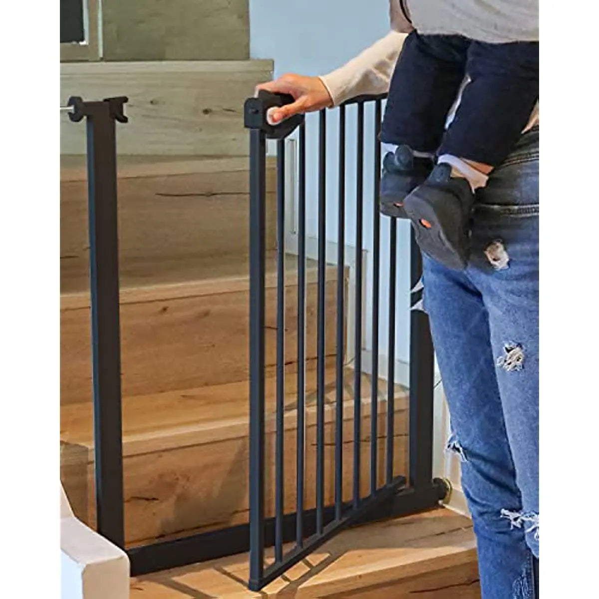 UBRAVOO Baby Gate for Doors and Stairs, Height 100 cm, Safety Pet Gate,  Automatic Closure, Triple Locking