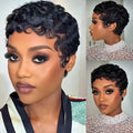 Curly Remy Human Hair Pixie Cut Short Wigs For Women