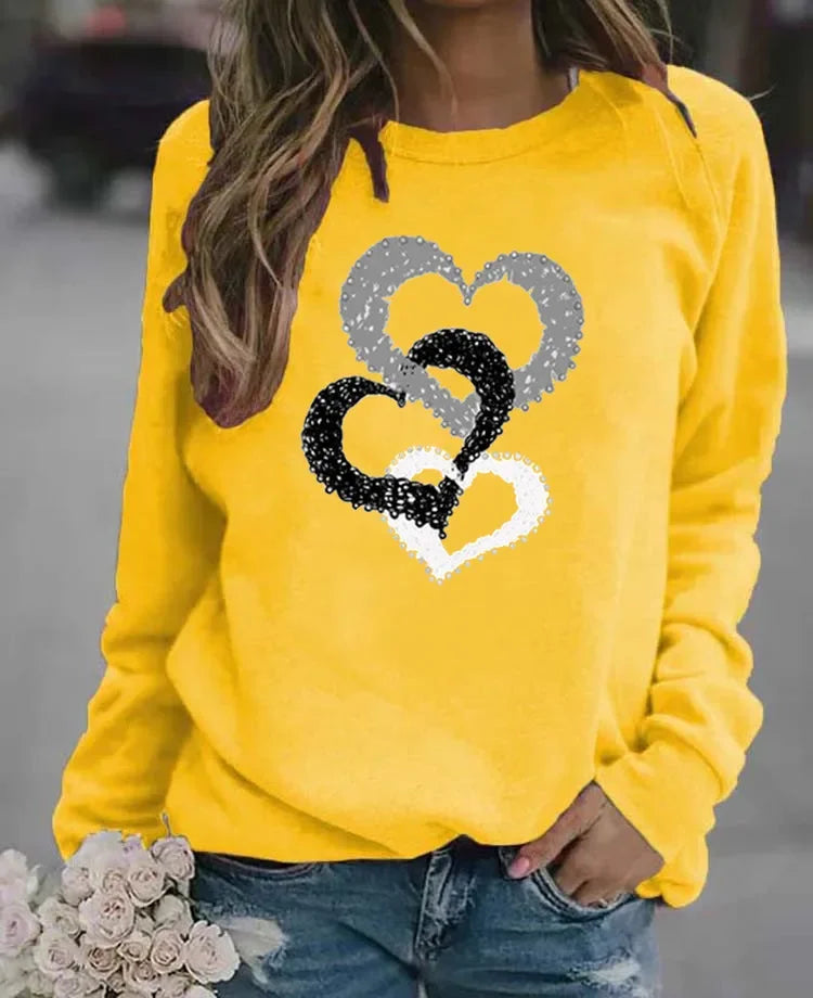 Women's Casual Round Neck Sweatshirt Autumn/winter Printed Christmas Santa Claus Design Comfortable Breathable Ladies Top