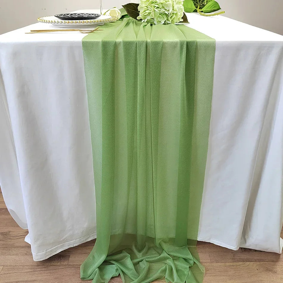 Chiffon Table Runner Sheer Fabric Silk for Boho Sheer Fabric Wedding Arch Overlay Draping Decoration Birthday Party Table Decor