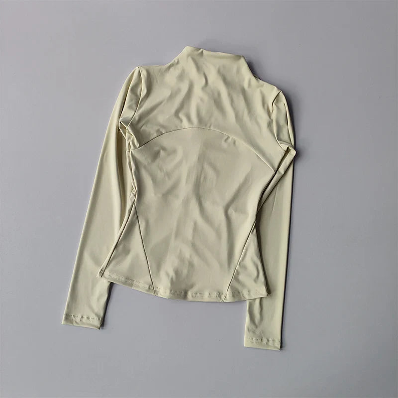 Women Sports Jacket Zip Fitness Yoga Shirt Workout Running Coats Warm Gym Long Sleeve Top Cardigan Slim Tight Jacket Activewear