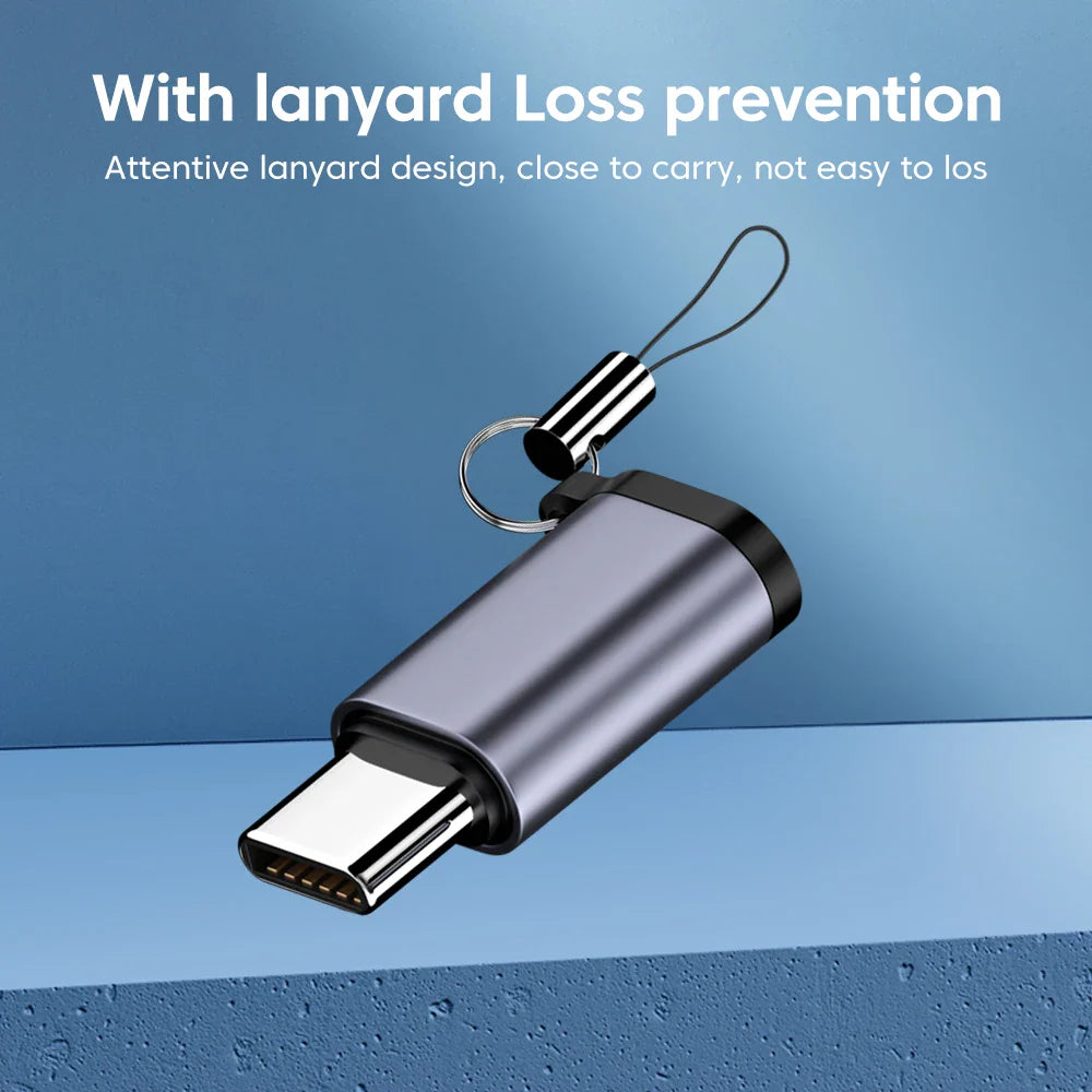 Micro USB To Type C Adapter Mini USB To USB C 480Mbps Fast Data Charging Connector USBC To Lightning Adapter For iphone Android