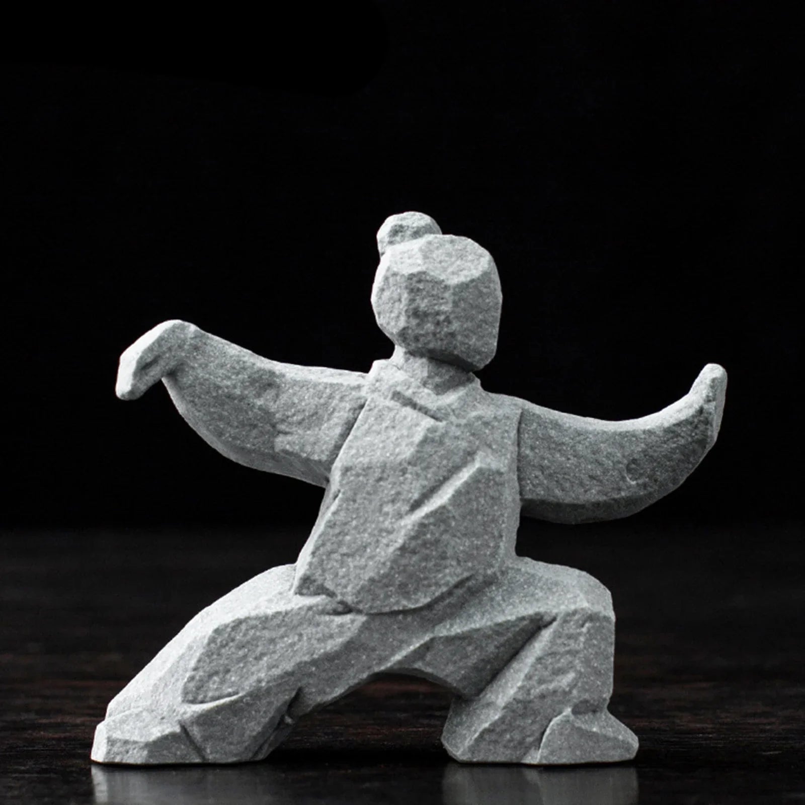 Miniature Tai Chi Master Figurine – Chinese Stone Sculpture for Home or Tea Table Décor