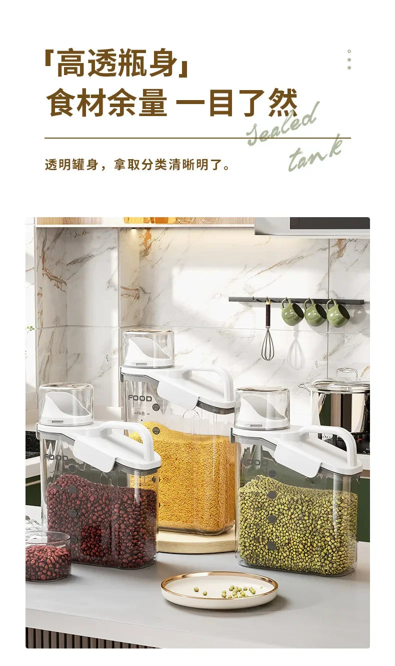 Airtight Food Storage Container – Moisture-Proof Kitchen Jar for Grains, Snacks & Pet Food – Transparent BPA-Free Dispenser (1600ml–2800ml)