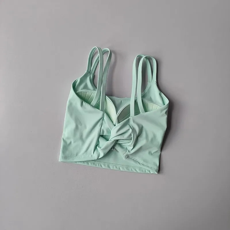 Women's Sports Bras Fitness Top, Sexy Lingerie, Push Up Fixed Pad, Yoga Bra, Back knotted Underwear, Running Vest, Gym Tops