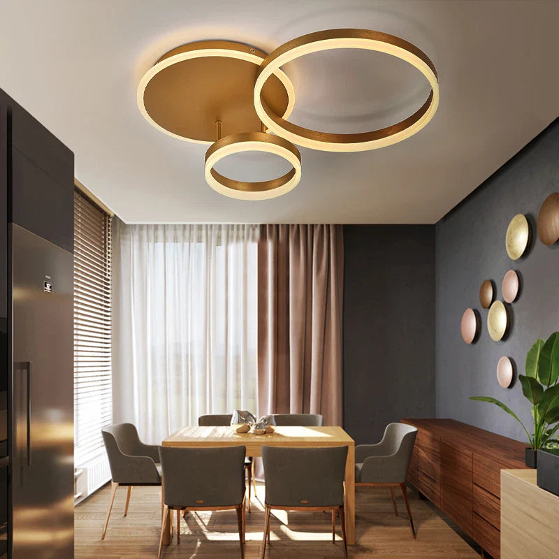 KOMORE Classic Golden Loops Energy Efficient LED Ceiling Light, Cool White / Stepless Dimming for Office, Living Room, Bedroom