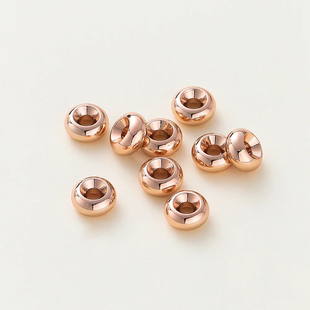14K/18K Gold Plated 10-30Pcs 3/4/5/6/8mm Spacer Beads for DIY Necklace Bracelet Jewelry Making Supplies Accessories Wholesale