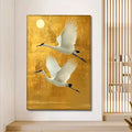 Modern Japanese Crane Canvas Posters – Elegant White Bird Wall Art Print