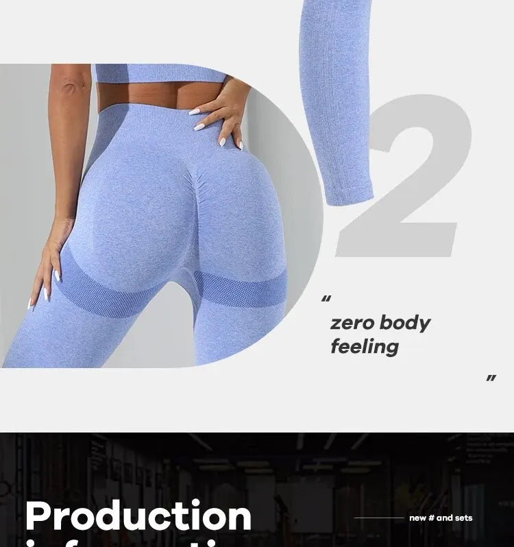 Yoga Basic 2pcs Seamless High Stretch Yoga Set Tracksuit Gym Set Crisscross Back Cami Hip-hugging Tummy Control Leggings