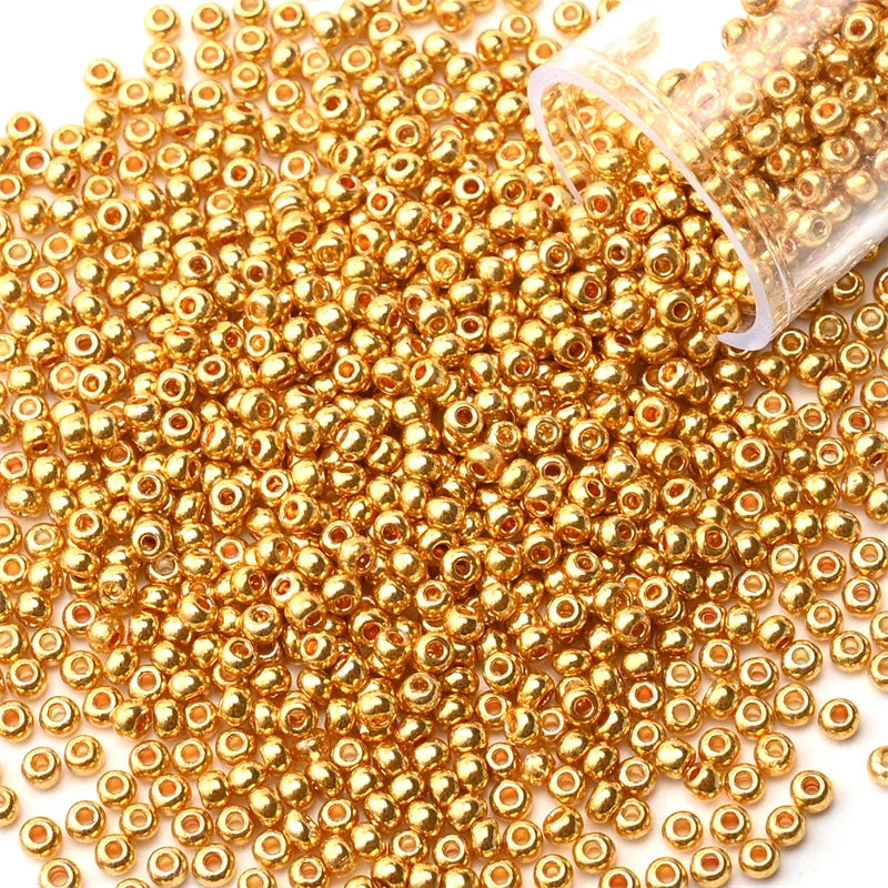 12Grams/Tube 2mm Metallic Seed Beads Japanese Round Glass Seedbeads For DIY Needlework Dress Adornment Sewing 1200pcs
