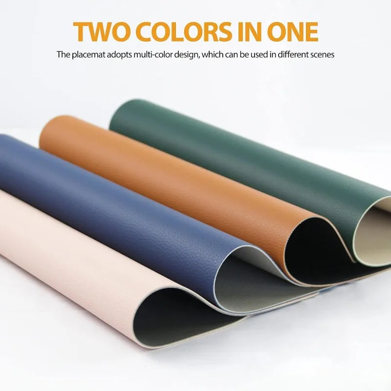 Table Leather Placemats Set of 1/4/6pcs,Washable for Dining,Heat-Resistant Non-Slip Insulation Waterproof Place Mats