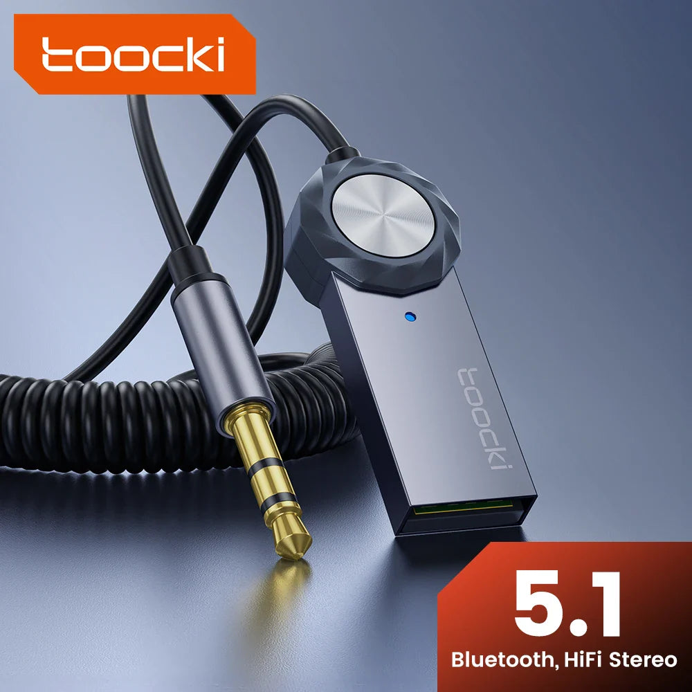 Toocki Wireless Bluetooth 5.1 Receiver Adapter 3.5mm Jack Audio Music Dongle USB Car Bluetooth Transmitter for Aux Car Speaker