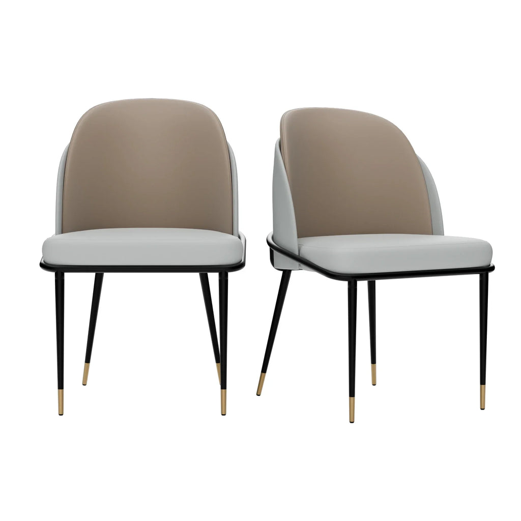 Luxurious Upholstered Dining Room Chairs Set, Microfiber Silicone Leather, 2 Colors, Kitchen Chairs