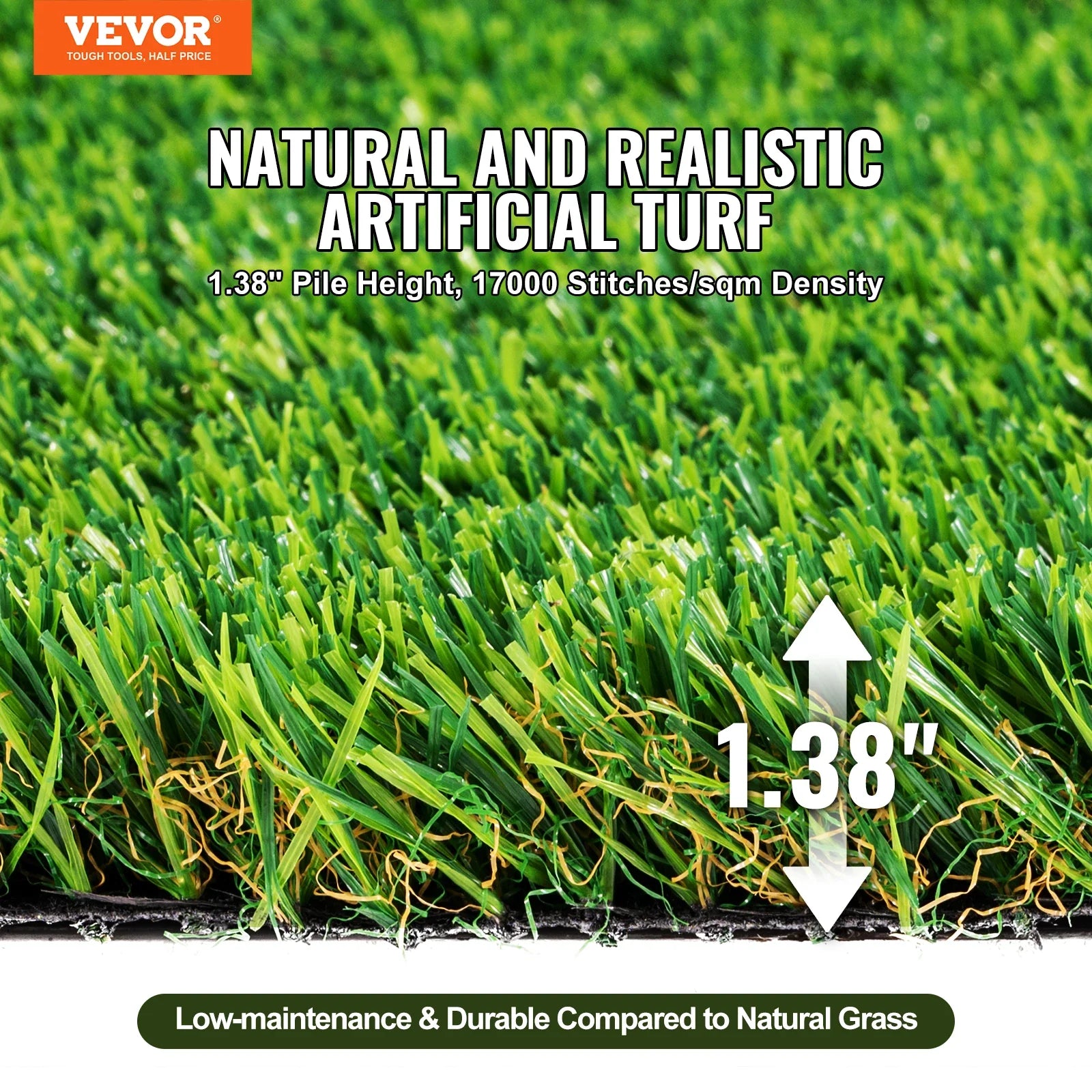 VEVOR Artifical Grass Rug Green Turf 1.38/1.57" Fake Door Mat Outdoor Patio Lawn Decoration Easy to Clean with Drainage Holes
