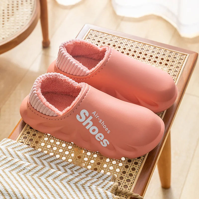 Winter Men Women Warm Slippers Cotton Slippers Outdoor Indoor Warm Shoes Men's Couple Home Bedroom Plush Slippers Big Size 46 47