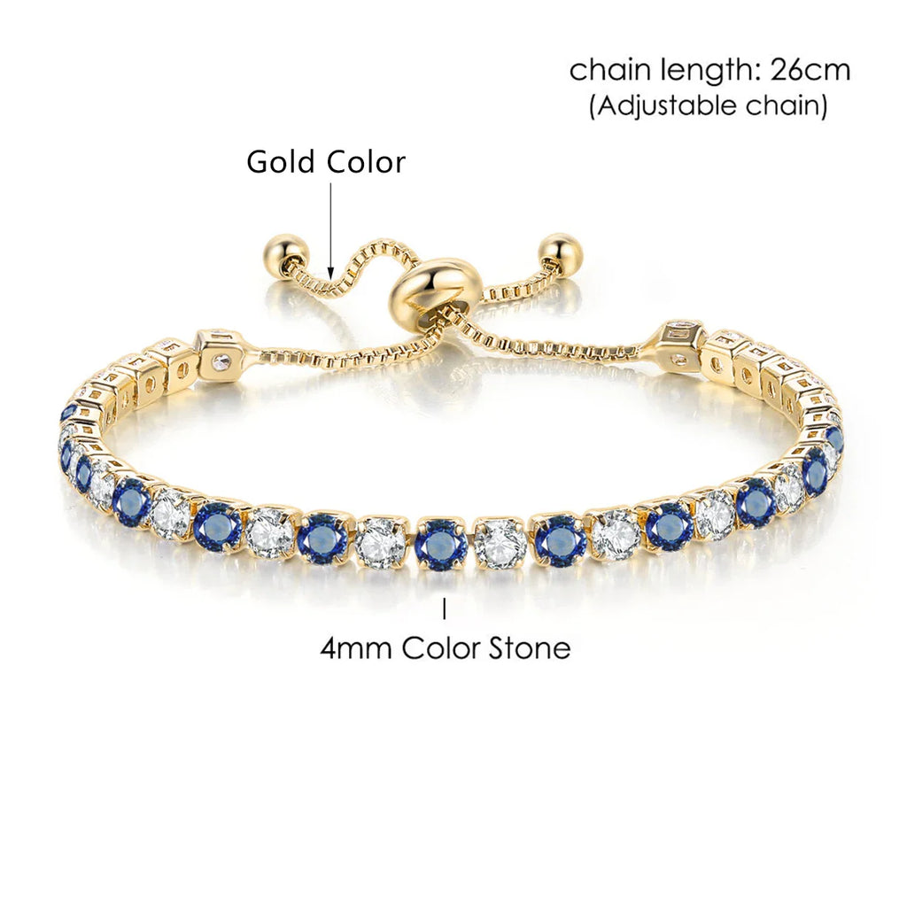 Adjustable Multicolor Tennis Bracelets for Women Ladies Wedding Rainbow Colorful Zircon Charm Bracelet Hand Chain Jewelry DZH043