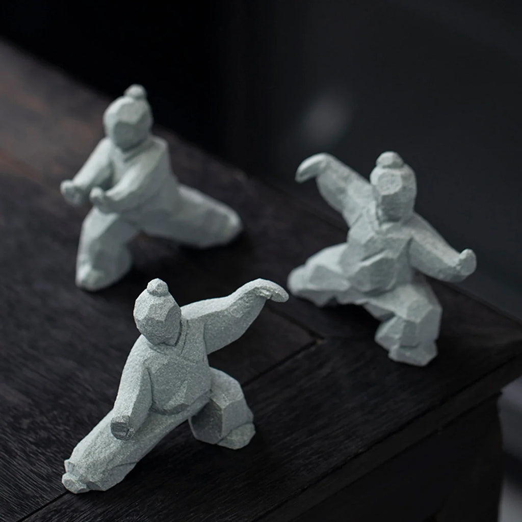 Miniature Tai Chi Master Figurine – Chinese Stone Sculpture for Home or Tea Table Décor