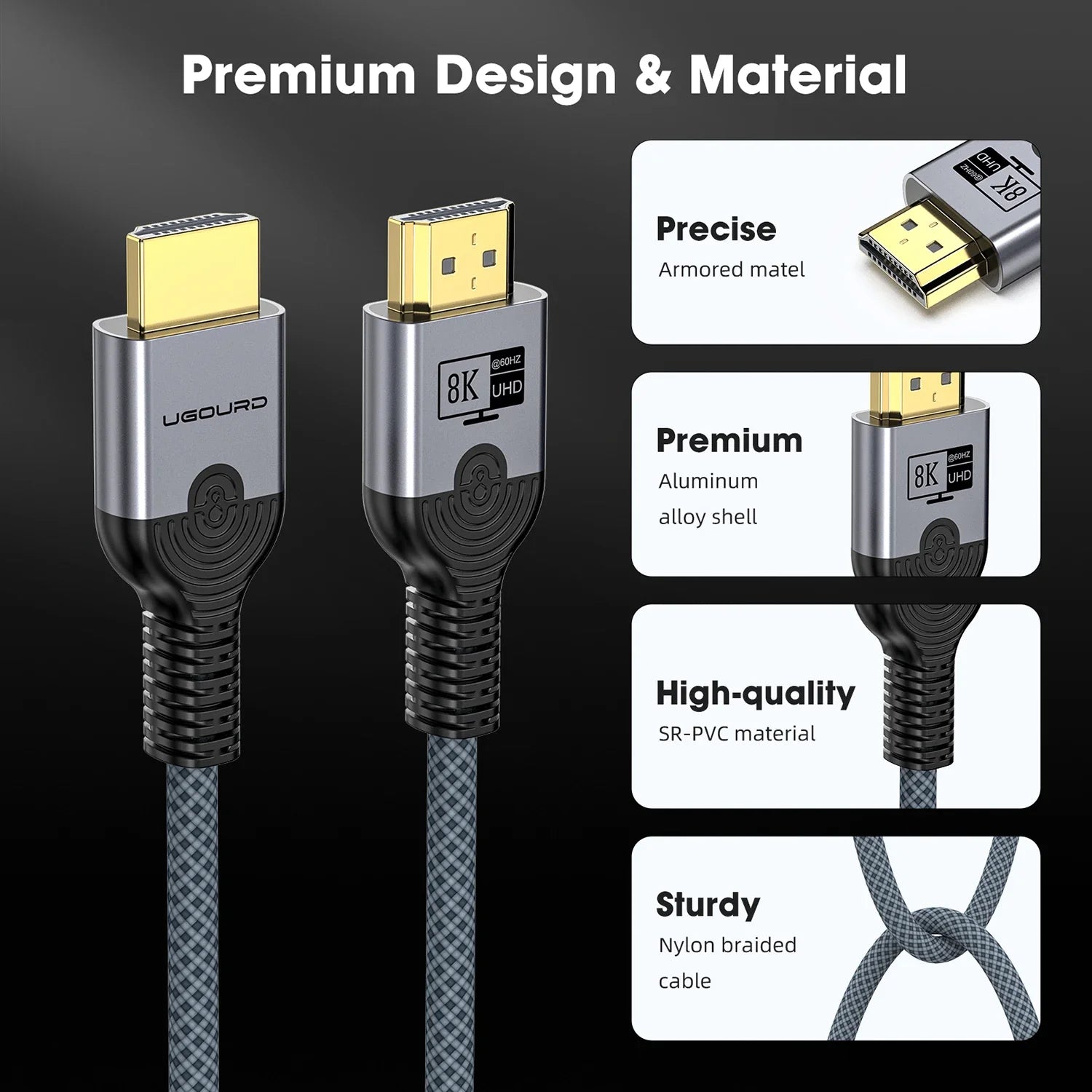 HDMI2.1 Cable Copper Wire Core Cable 8K@60Hz HDR 4K@240/160/144/120/60Hz UHD Ultra High Definition Video Cable 5m for Laptop TV
