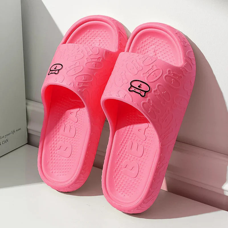 Summer Women Slippers Bathroom Platform Non-Slip Home Bear Cartoon Flip Flops Beach Women Slipper Sandals Slides Indoor Outdoor