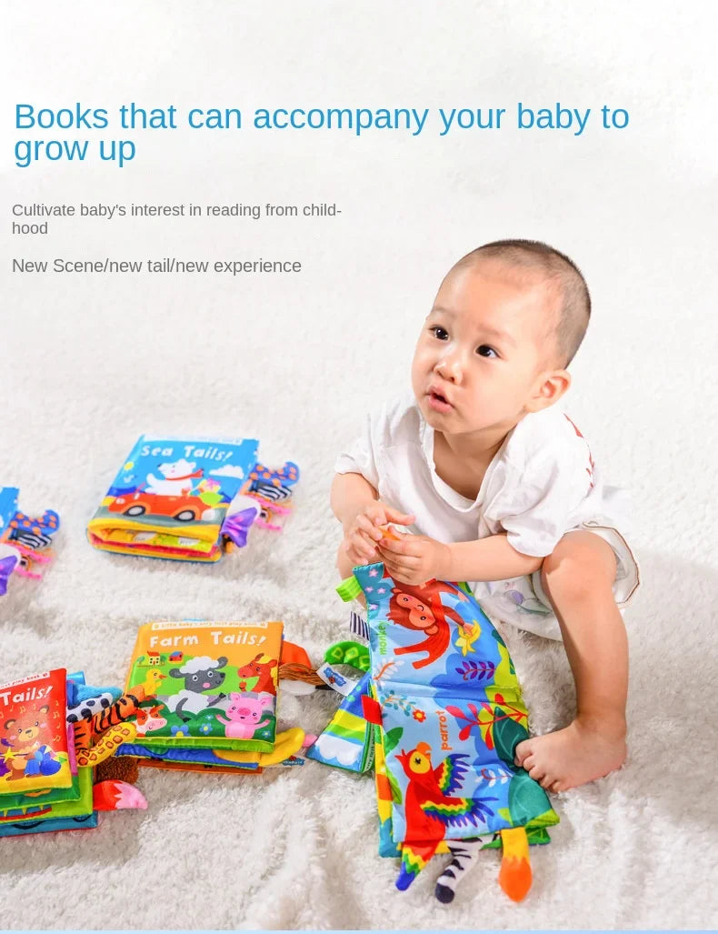 Animal Tail Cloth Book Tear Can Bite Pop-up Book Educational Enlightenment Early Education Infant Cognitive Toys 0-3 Years Old