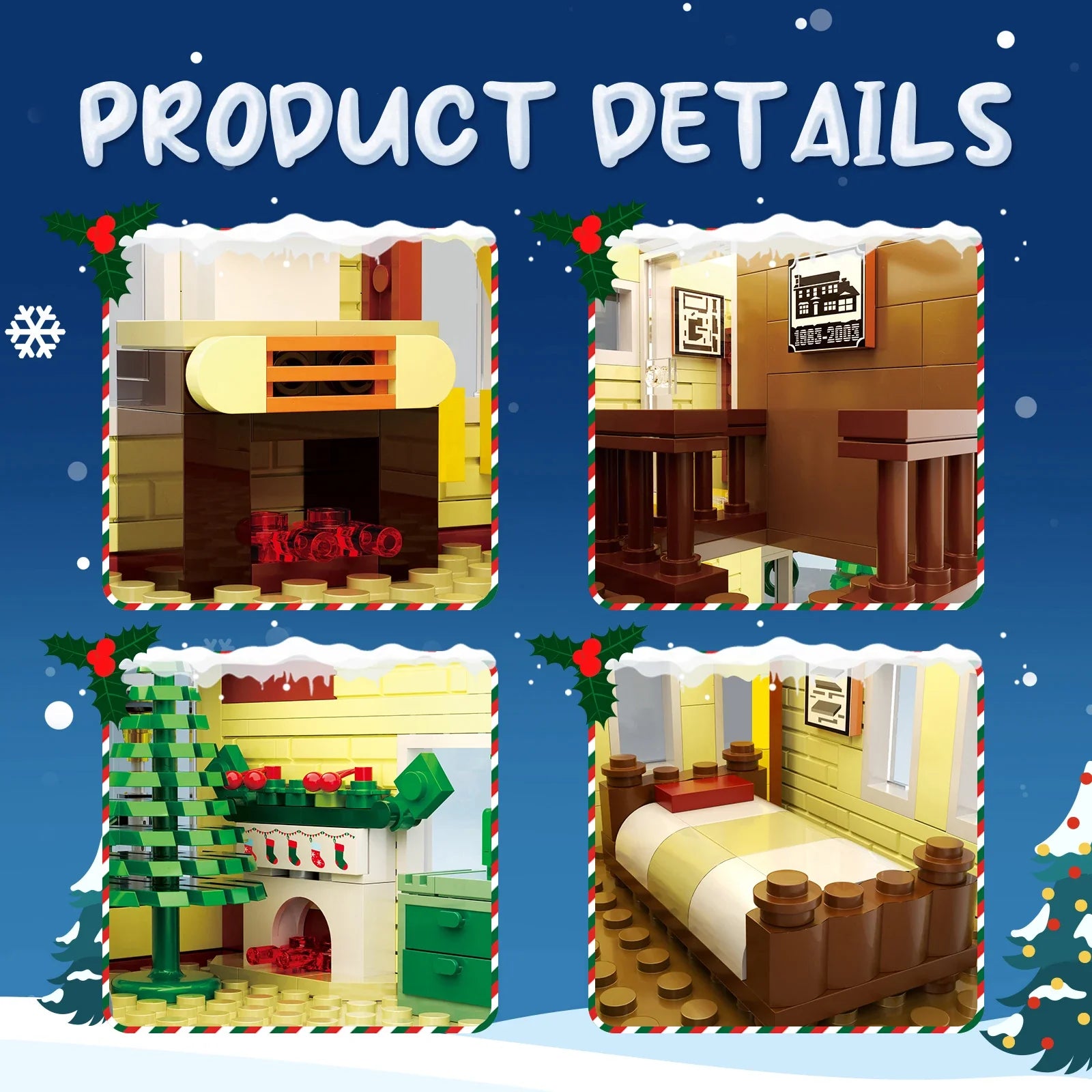 Christmas Vacation House Building Blocks Set Christmas Holiday Snow Village Toys Decor Gift for Adults and Boys Girls (1156 pcs)