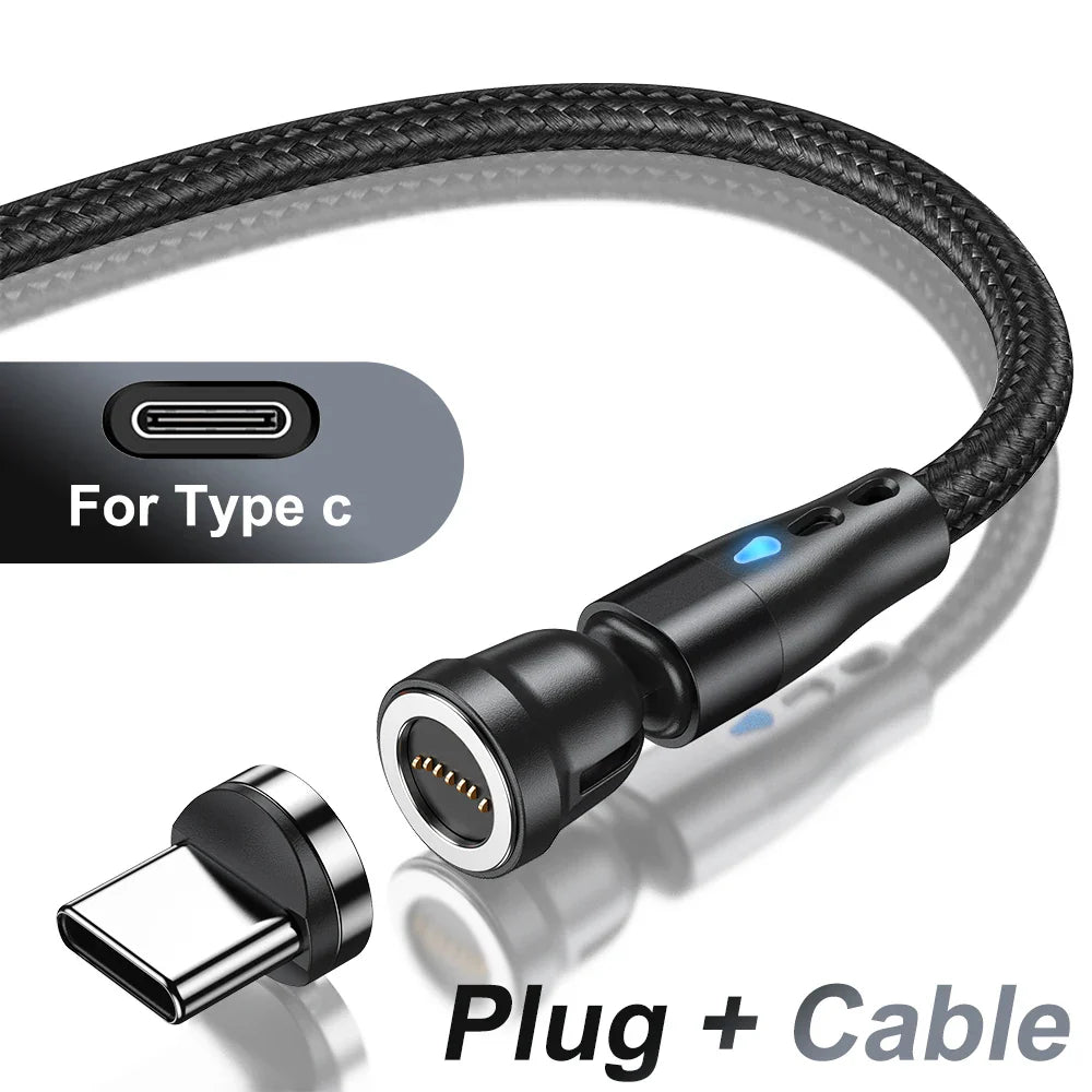 AUFU 5A Magnetic Type C Cable For Samsung S21 Huawei P30 Magnet Fast Charging Charger Wire for iPhone Xiaomi Micro USB Data Cord
