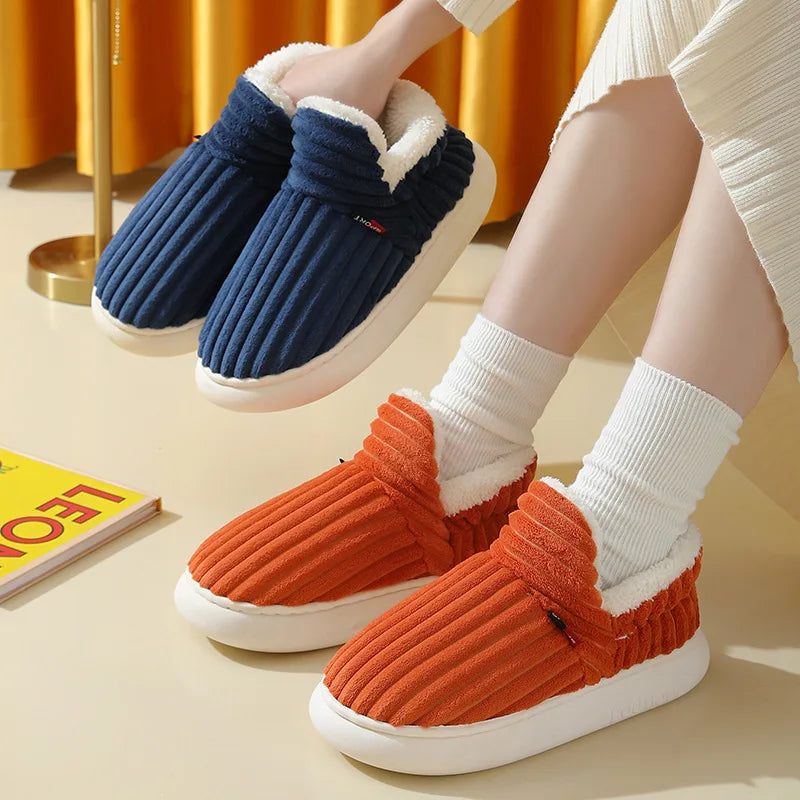 Litfun New Fur Slippers For Women Men Winter Furry Fashion Warm Ankles Plush Cozy Slides For Home Indoor Soft Sole Cotton Shoes