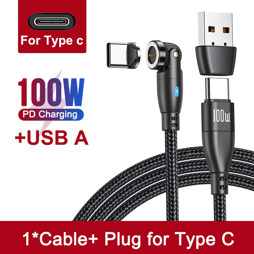 AUFU 100W Magnetic USB Type C Cable 5A Fast Charging Micro Type C Cable For Macbook Samsung for iPhone Magnet Charger Wire Cord