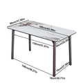 Ink Texture Sintered Stone & Glass Top Kitchen Dining Table No Chairs Rectangle Slate Dinner Table for Restaurant Cafe 1.4/1.6M