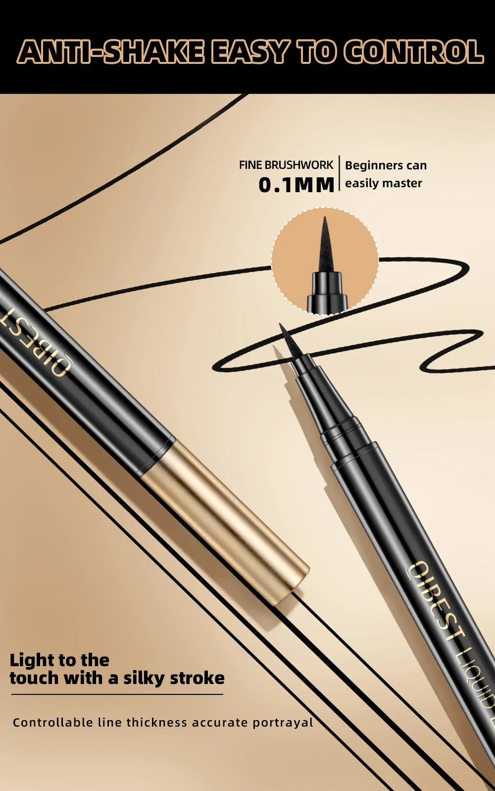 Long Lasting Black Liquid Eyeliner Waterproof Eye Liner Pencil Quick Drying Not Bloom Natural Eyeliner Liquid Pen Cosmetic Tools
