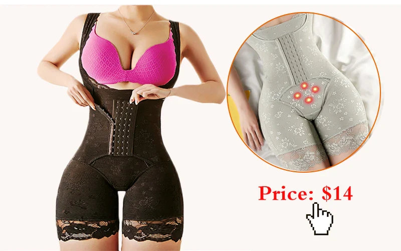 GUUDIA Ribbed Tummy Jumpsuit Daily Shaper Bodysuits Light Control Compress Tummy Control Open Crotch Shapewear Suits Open Crotch