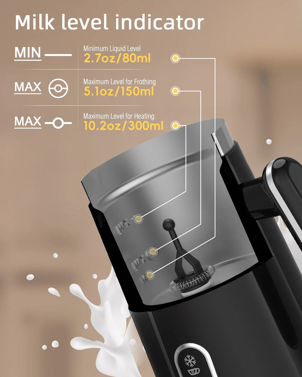 BioloMix,4 in 1 Automatic Hot and Cold Milk Frother Warmer for Latte, Foam Maker, Hot Chocolates, Cappuccino