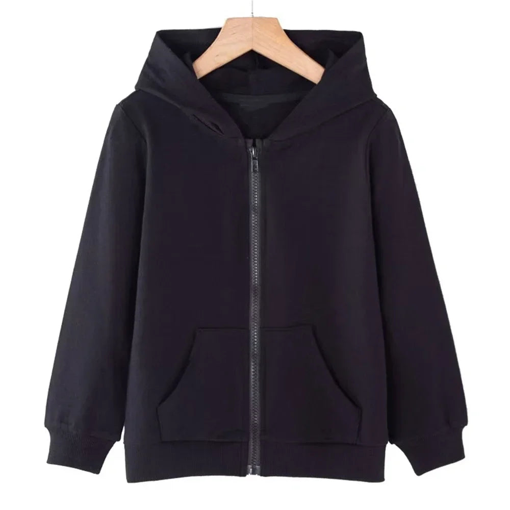 Kids Zip Up Hoodie, Unisex Cotton Blend Sweatshirt