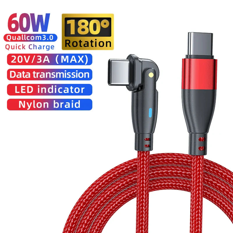AUFU USB C To Type C Cable PD100W 60W C Type Fast Charging Cable For Samsung Huawei Xiaomi Macbook Laptop Charger Cord Wire 3M