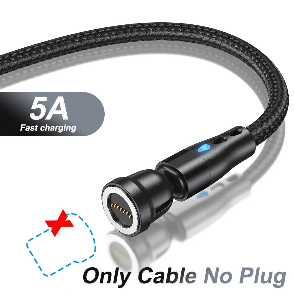 AUFU 5A Magnetic Type C Cable For Samsung S21 Huawei P30 Magnet Fast Charging Charger Wire for iPhone Xiaomi Micro USB Data Cord