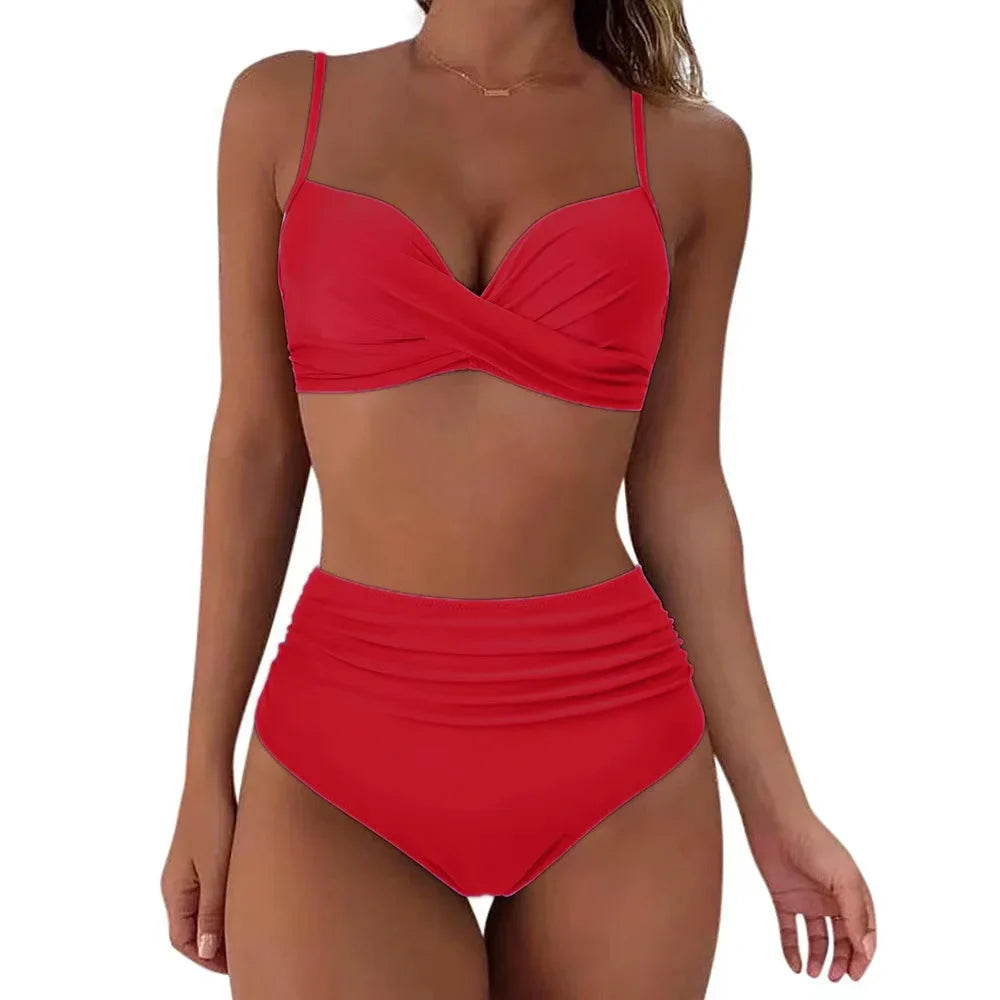 Vintage High Waist Bikinis 2025 Women Push Up Swimwear Printed Swimsuit Female Beachwear Summer Bathers Bathing Suit Swimming