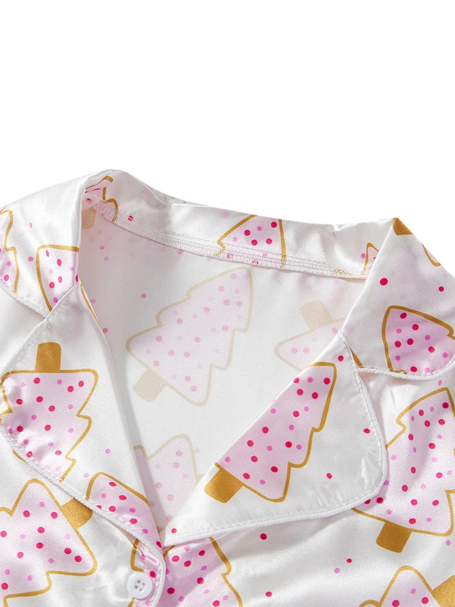 Women's Christmas Pajamas Set V-Neck Top with Pants 2-Piece